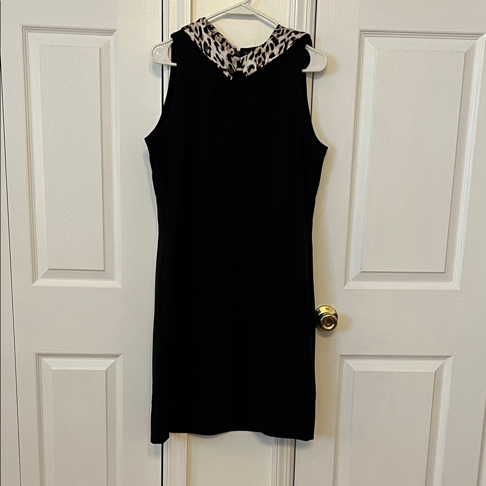 White House Black Market Black Dress with Leopard Accent